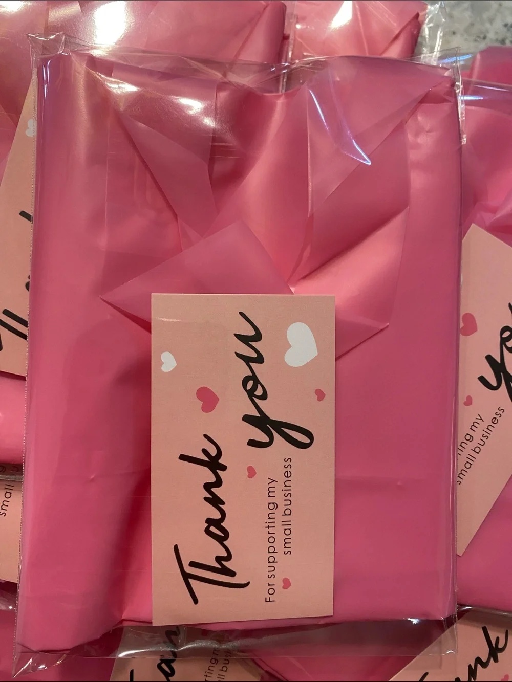 *Buy Now* Thank You Gift Bundle - 15 Pink Print Totes & Thank You Card